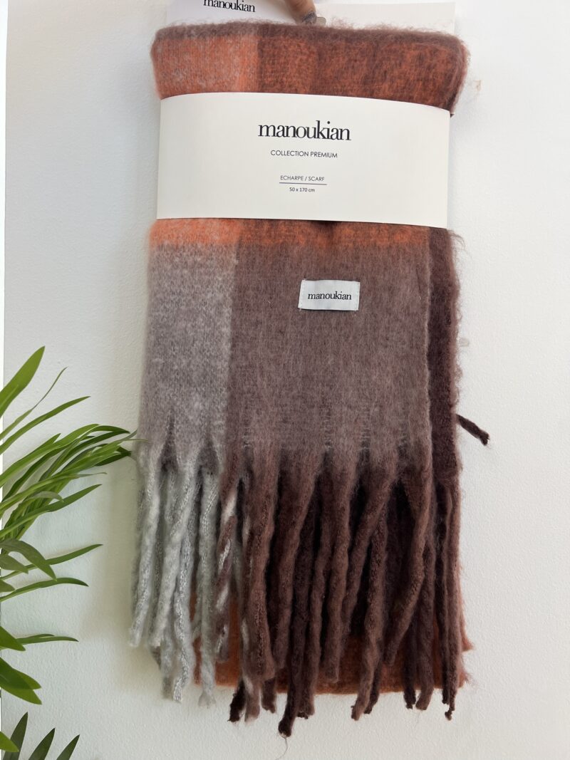 BUFANDA CUADROS TONOS MALVA/ROSA