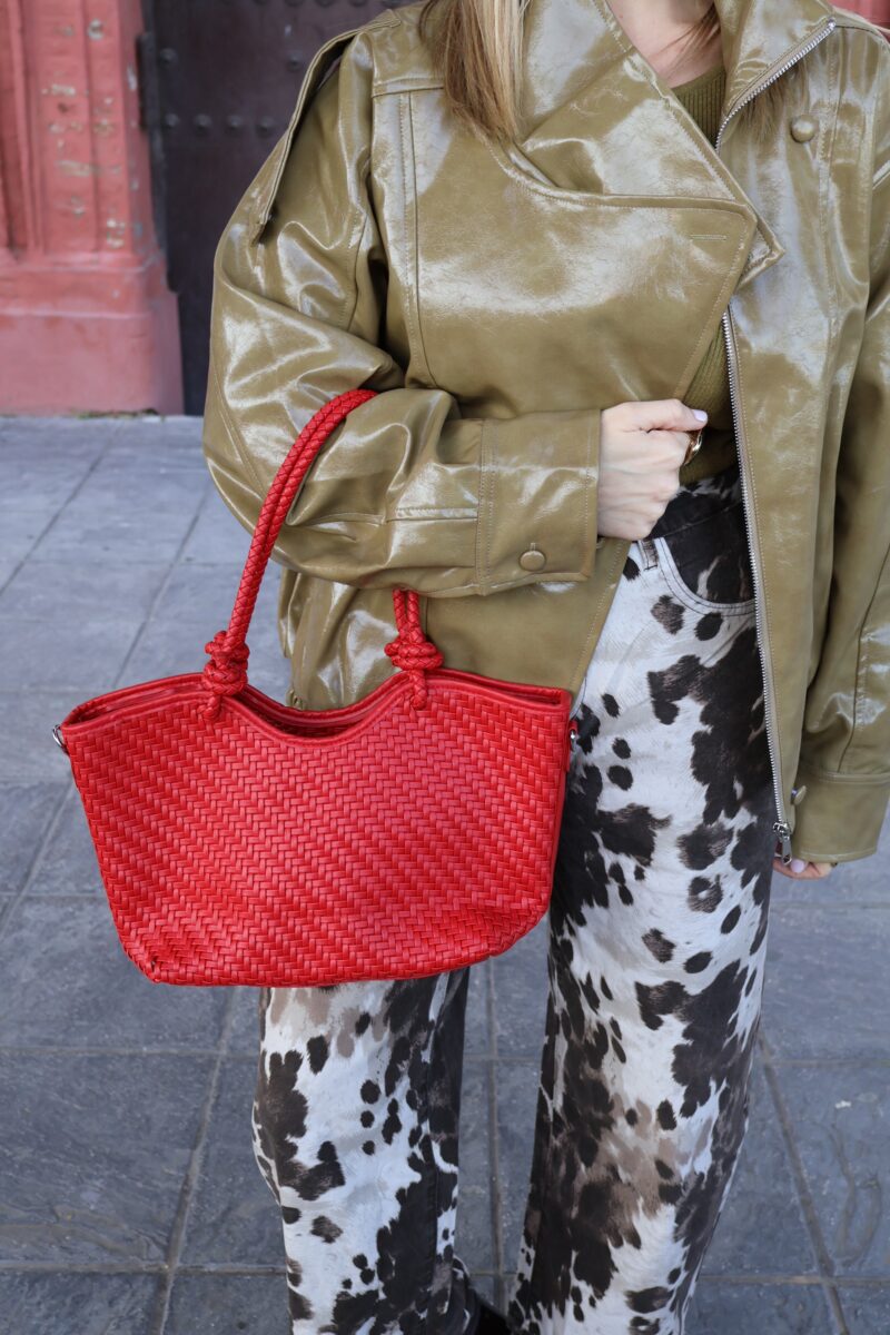 BOLSO TRENZADO ROJO