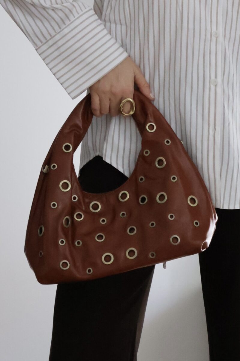 BOLSO POLIPIEL ARANDELAS TEJA