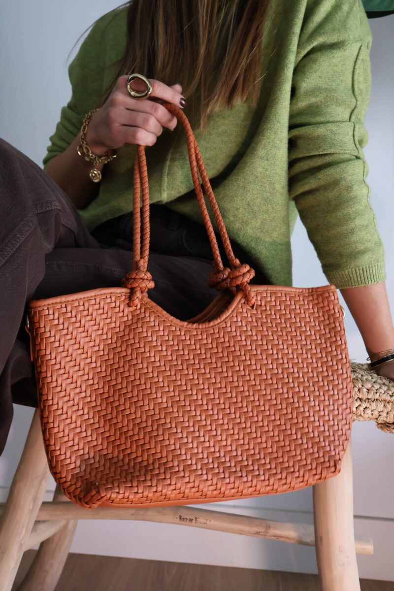BOLSO TRENZADO TEJA