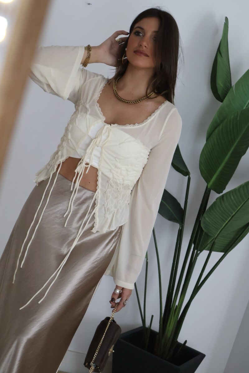 BLUSA FRUNCIDA LAZADA MARFIL