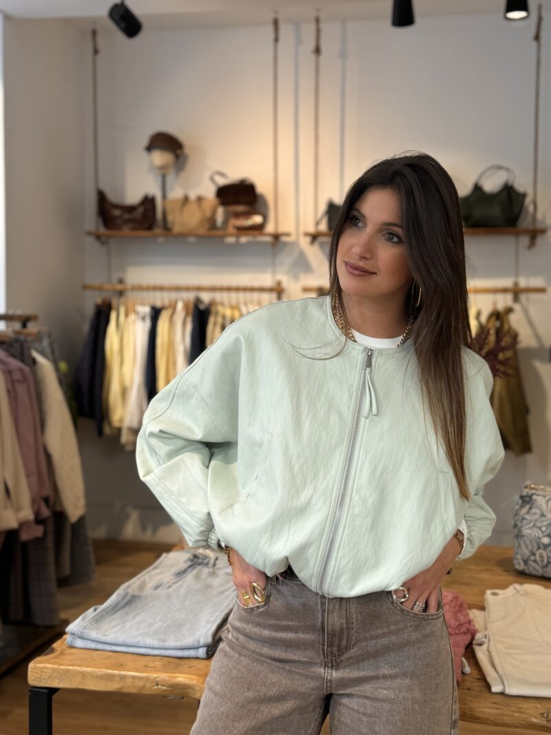 BOMBER POLIPIEL MENTA PASTEL