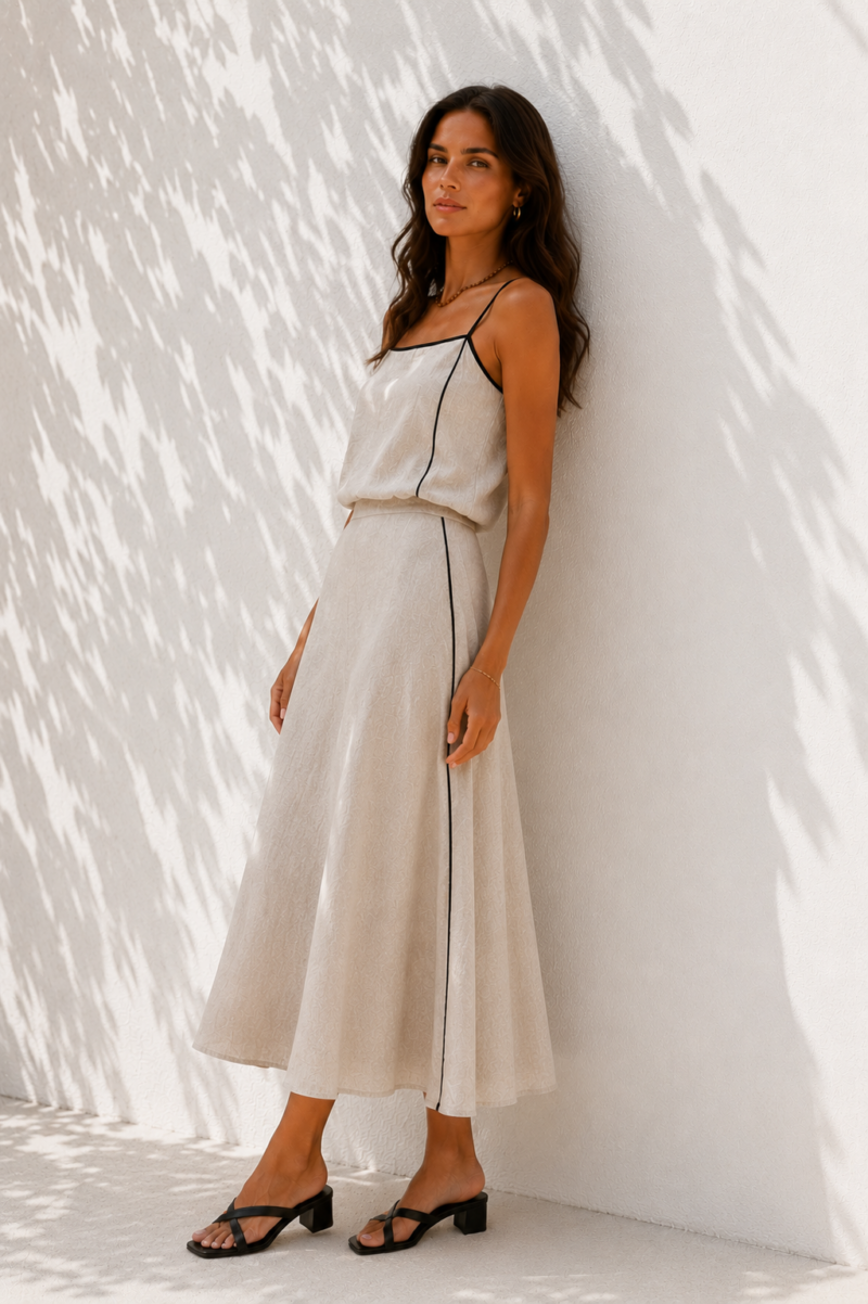 FALDA LINO BEIGE