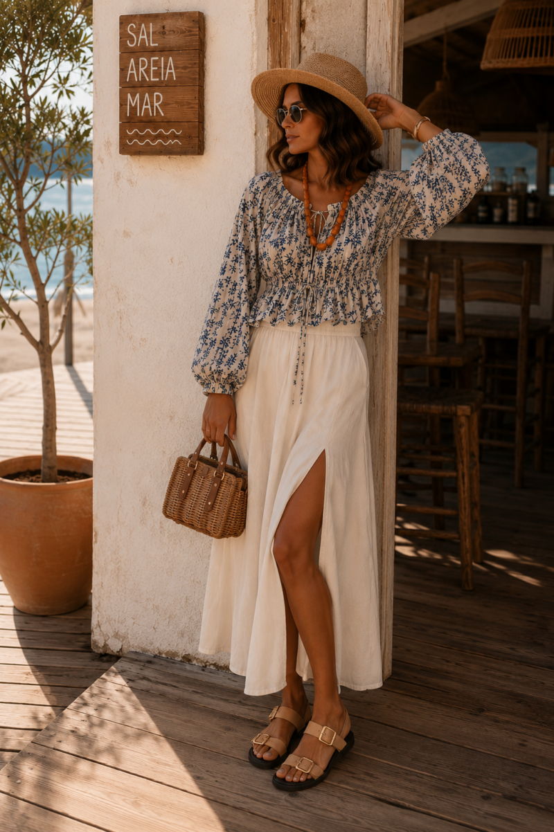 FALDA MIDI BEIGE
