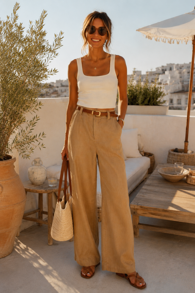 PANTALÓN LINO CAMEL