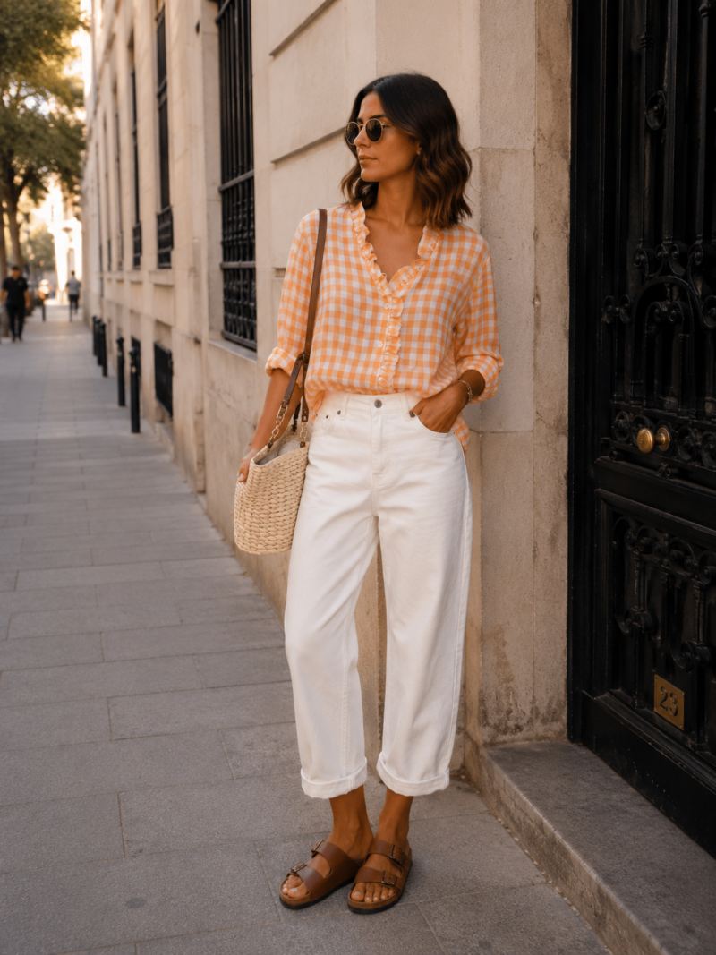 CAMISA VICHY NARANJA