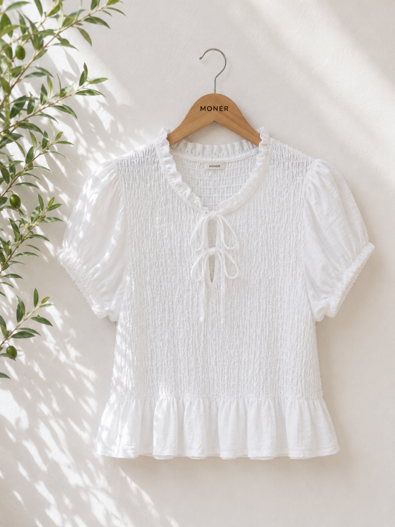 BLUSA NIDO DE ABEJA BLANCA