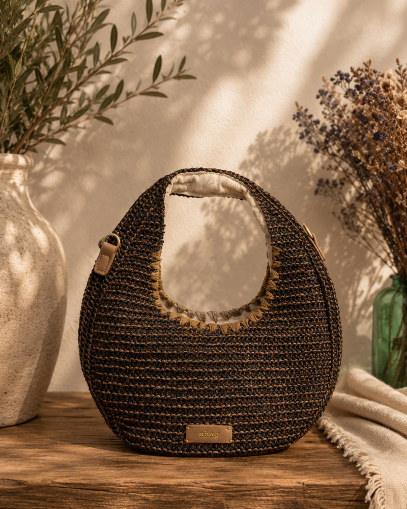 BOLSO RAFIA OVALADO MARRÓN