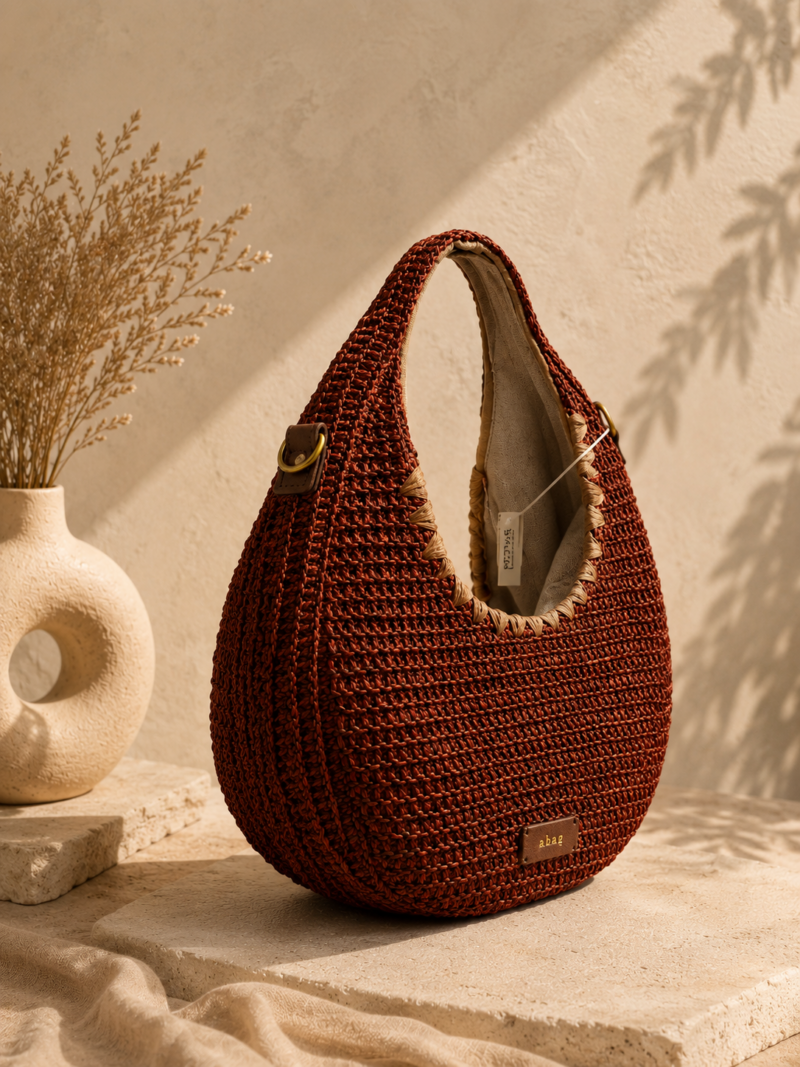 BOLSO RAFIA OVALADO BURDEOS