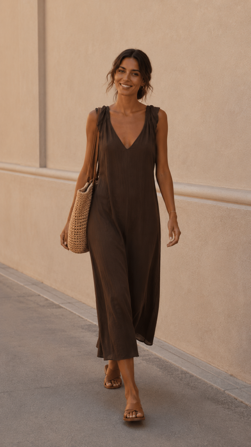 VESTIDO TIRANTES MARRÓN