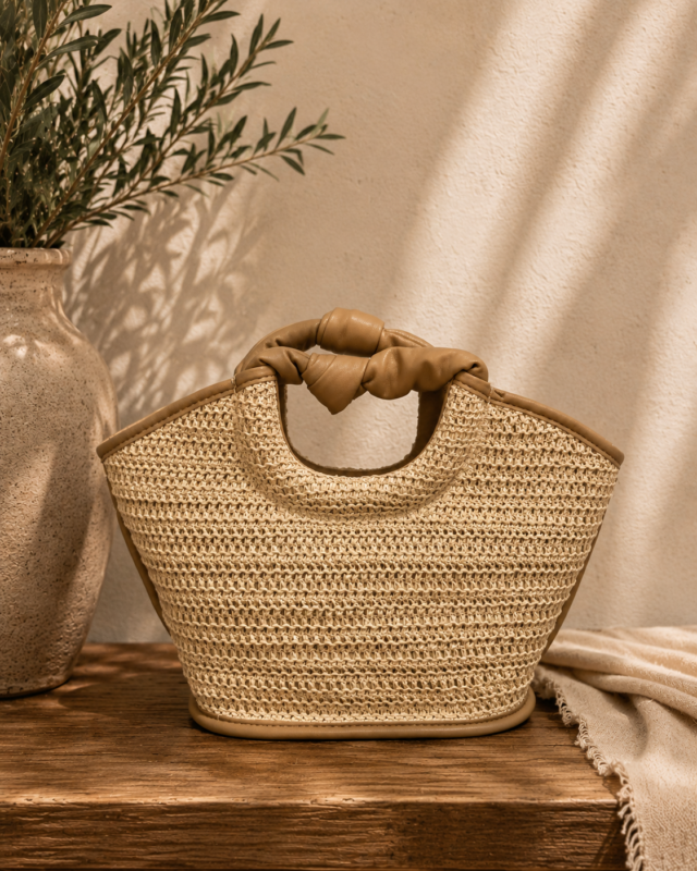 BOLSO RAFIA ASA NUDO BEIGE