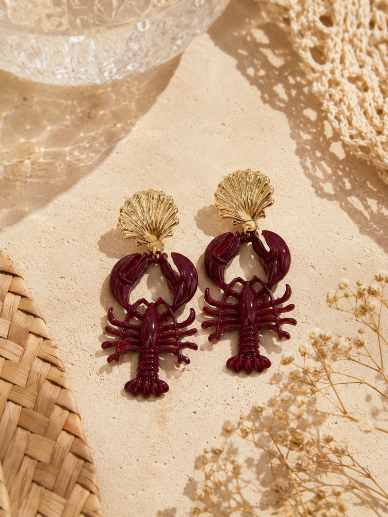 PENDIENTES LANGOSTA MARINA