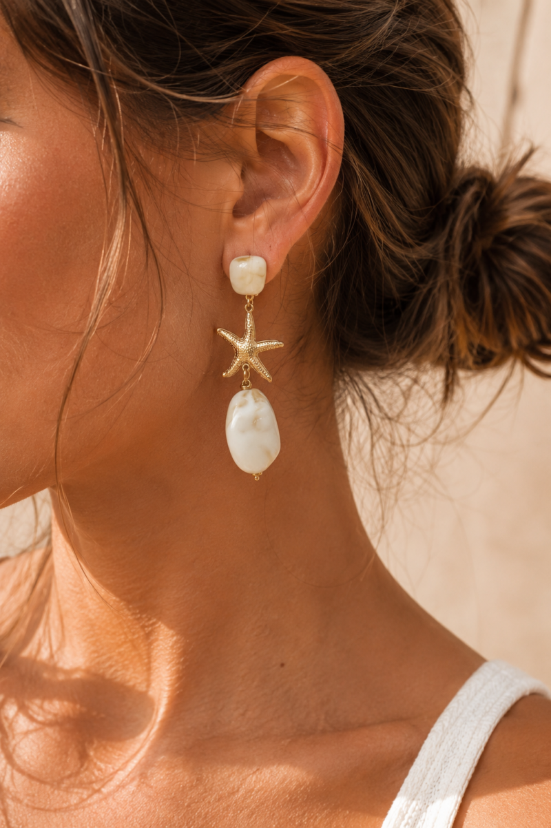 PENDIENTE ESTRELLA DE MAR PIEDRA
