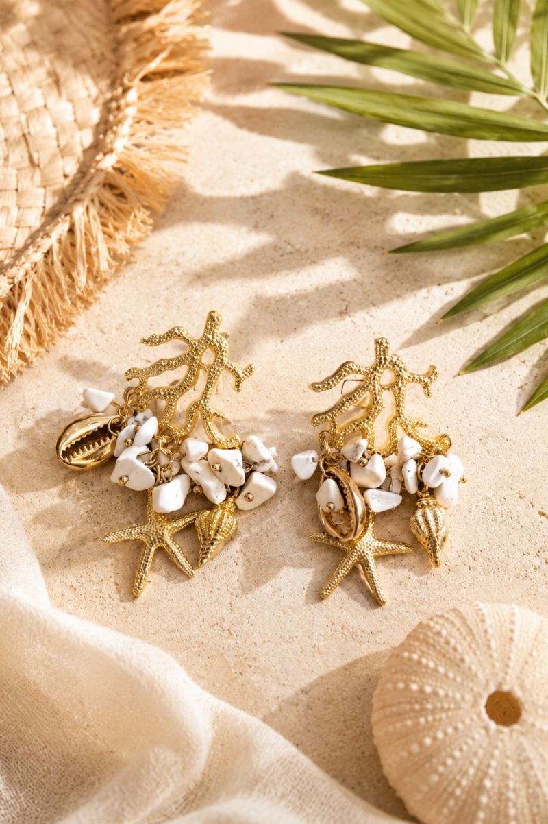 PENDIENTES CORAL BLANCO