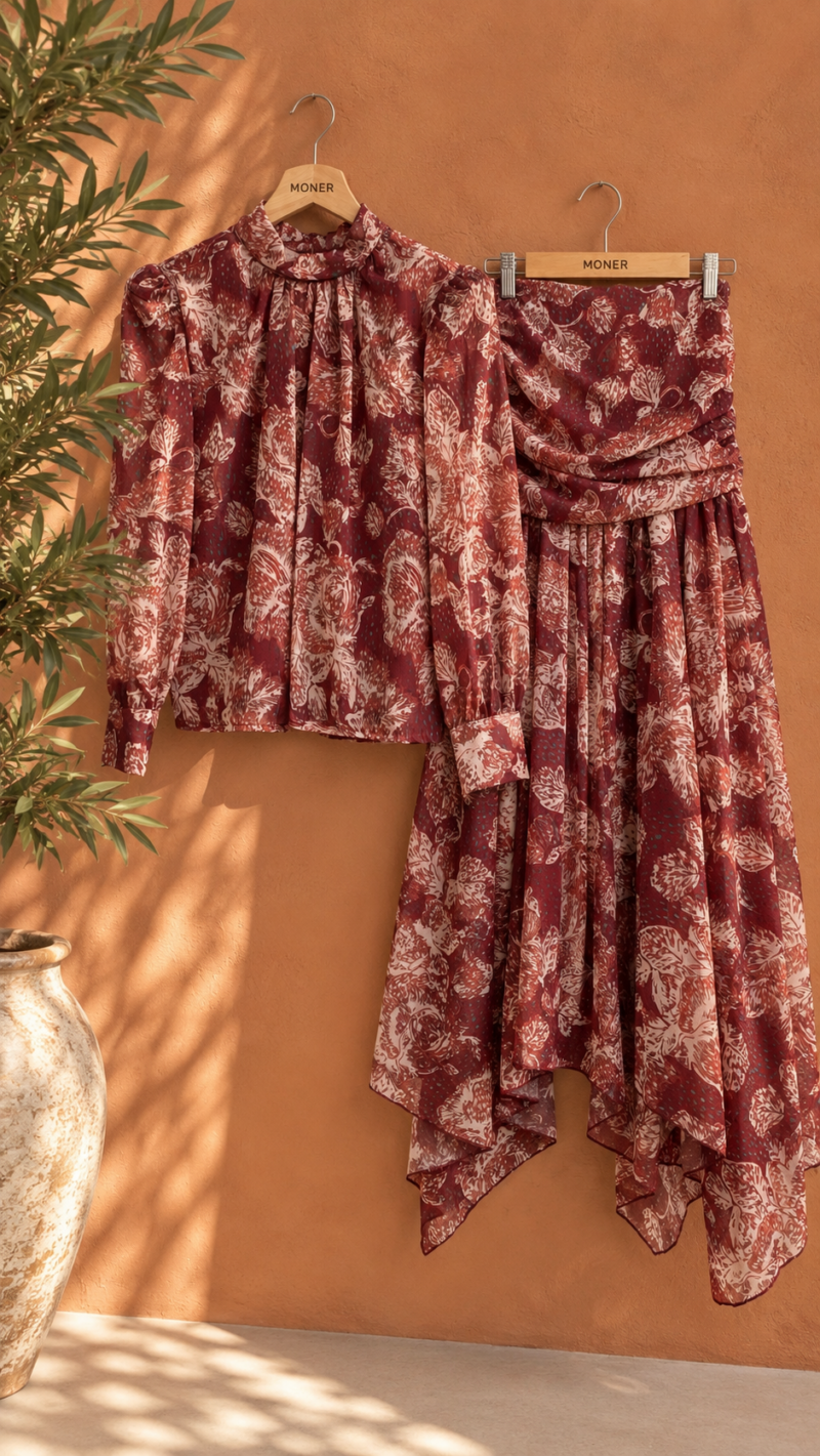 CONJUNTO BLUSA FALDA ESTAMPADO FLORAL