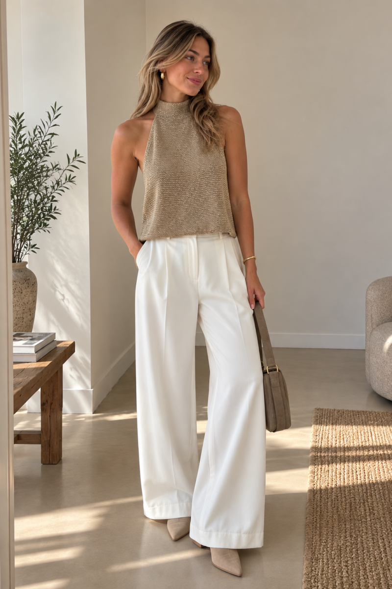 TOP HALTER DORADO