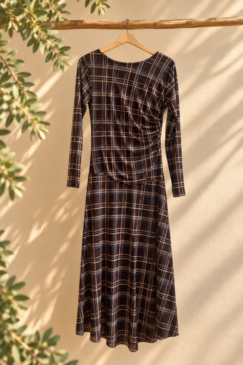 VESTIDO MIDI CUADROS